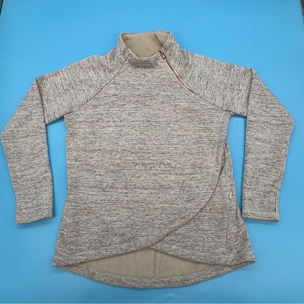 Athleta Cozy Karma Asym Pullover Rose Gold Zipper Size Large
